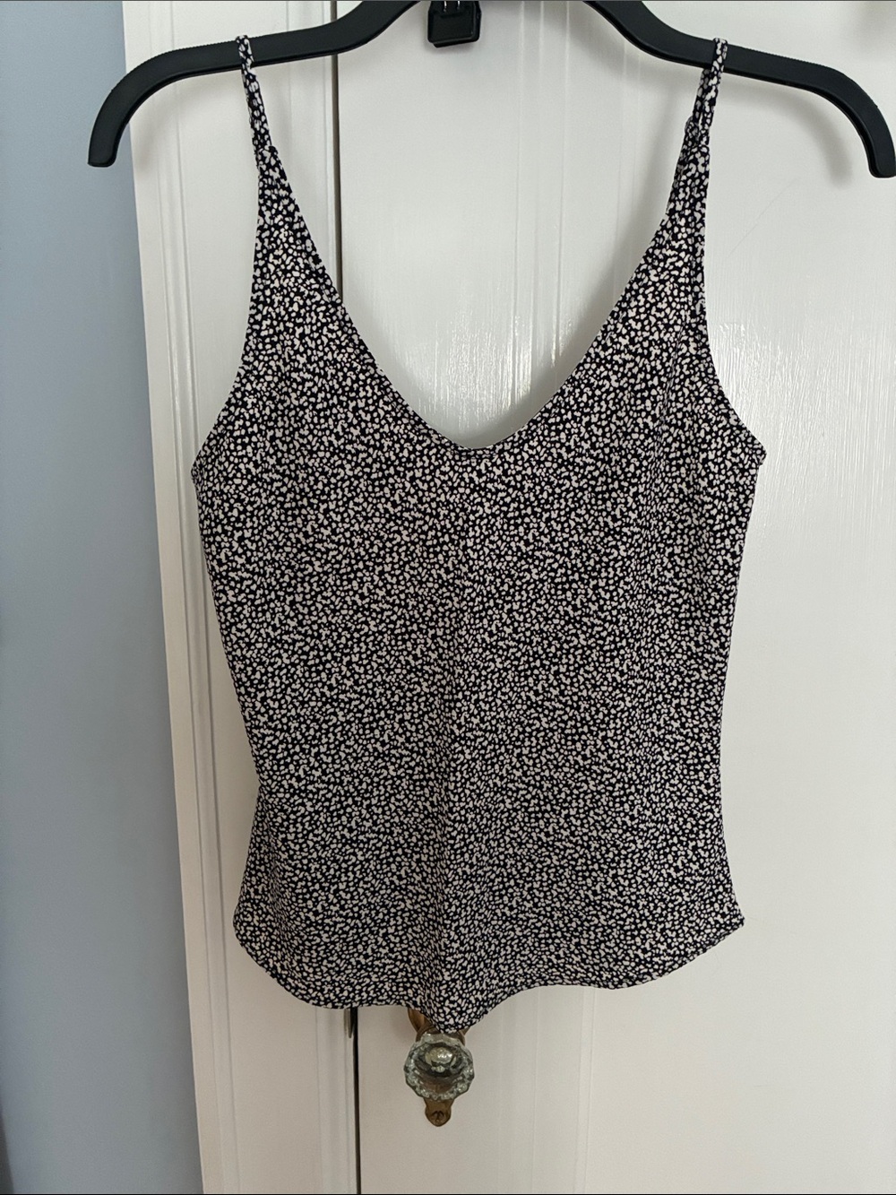Abercrombie & Fitch Black and White Spotted V-Neck Camisole